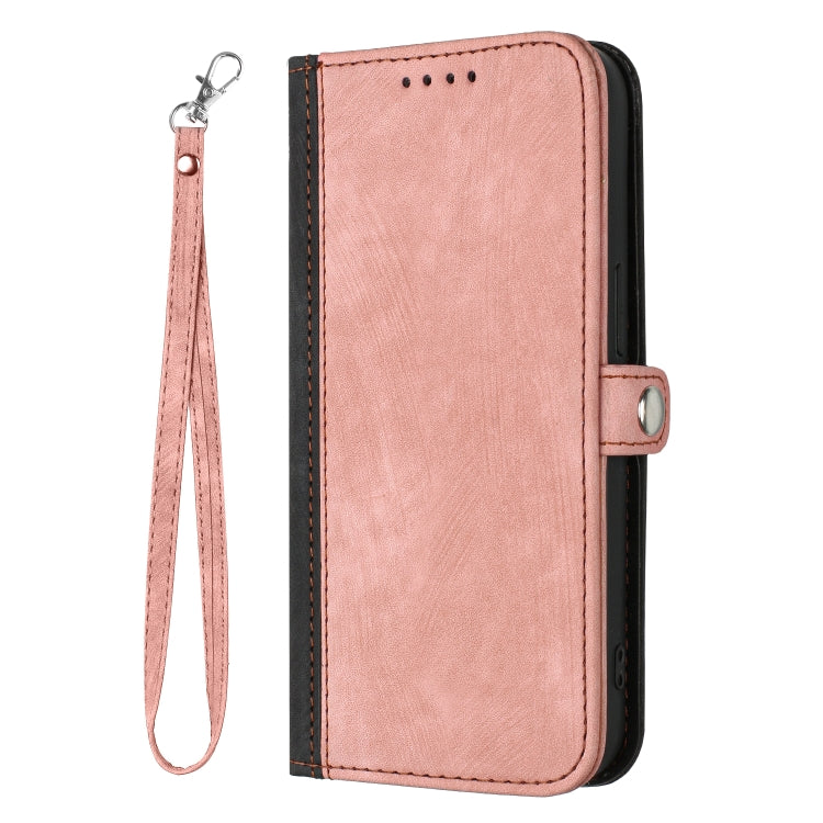 Para iPhone 15 Funda de Cuero para Teléfono con Correa de Mano con Doble Pliegue y Hebilla Lateral (Rosa) - MOVILSTORE