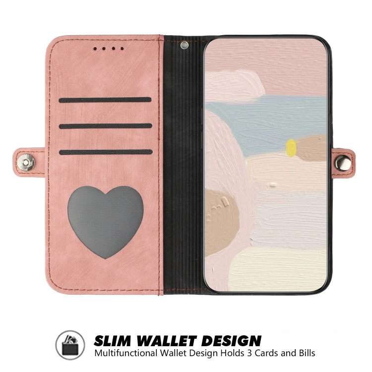 Para iPhone 15 Funda de Cuero para Teléfono con Correa de Mano con Doble Pliegue y Hebilla Lateral (Rosa) - MOVILSTORE