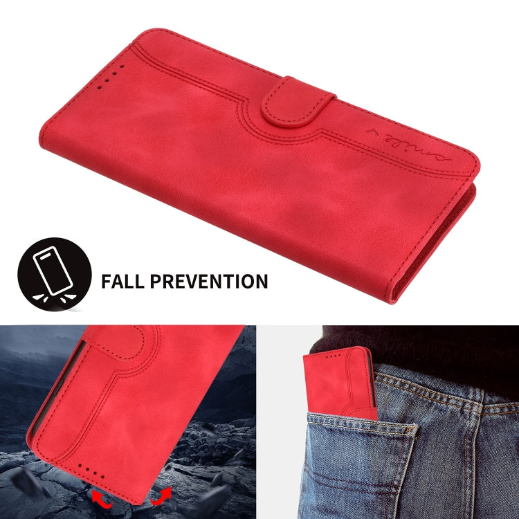 Para iPhone 15 Funda de Cuero para Teléfono con Sensación de Piel y Patrón de Corazón (Rojo) - MOVILSTORE