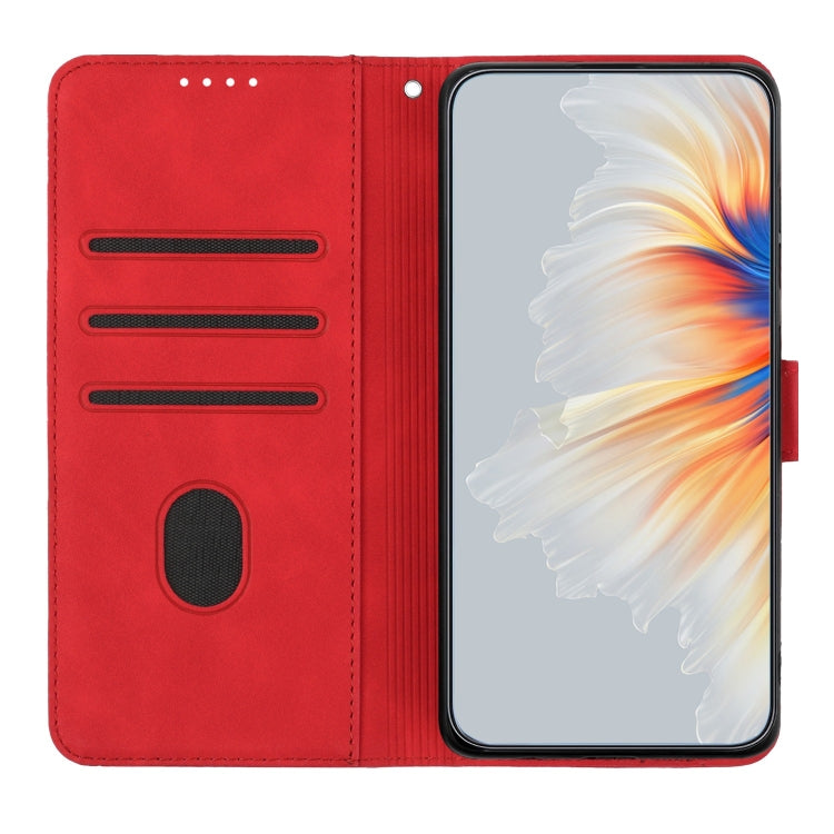 Para iPhone 15 Funda de Cuero para Teléfono con Sensación de Piel y Patrón de Corazón (Rojo) - MOVILSTORE