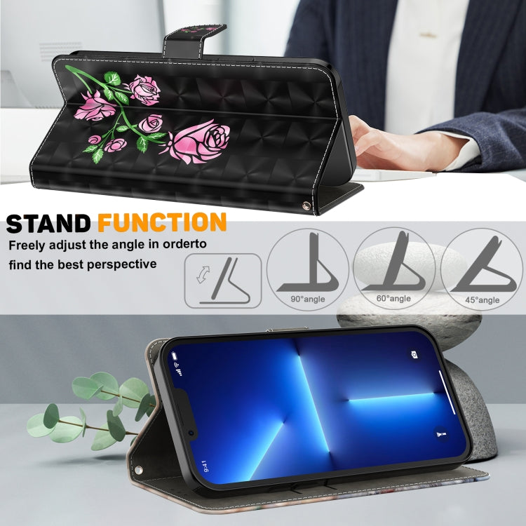 Para iPhone 15 Funda de Cuero Pintada En 3D (Rosa) - MOVILSTORE