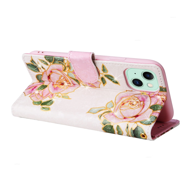 Para iPhone 15 Funda de Cuero Rfid con Pintura Bronceadora (Flor Rosa) - MOVILSTORE