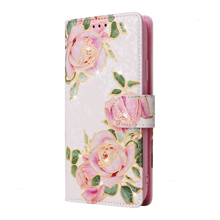 Para iPhone 15 Funda de Cuero Rfid con Pintura Bronceadora (Flor Rosa) - MOVILSTORE