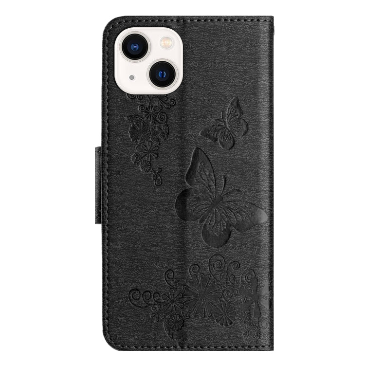 Para iPhone 15 Funda de Teléfono de Cuero con Tapa En Relieve de Mariposa (Negro) - MOVILSTORE