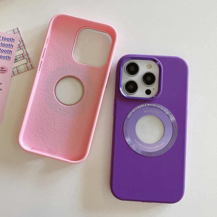 Para iPhone 15 Funda Magnética de Silicona con Marco de Metal (Púrpura) - MOVILSTORE