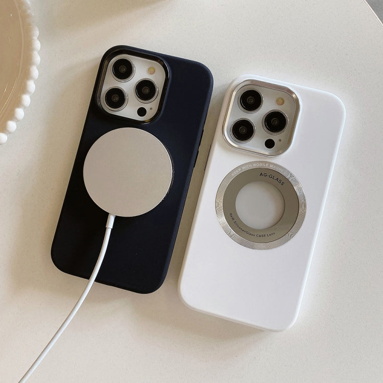 Para iPhone 15 Funda Magnética de Silicona con Marco de Metal (Púrpura) - MOVILSTORE