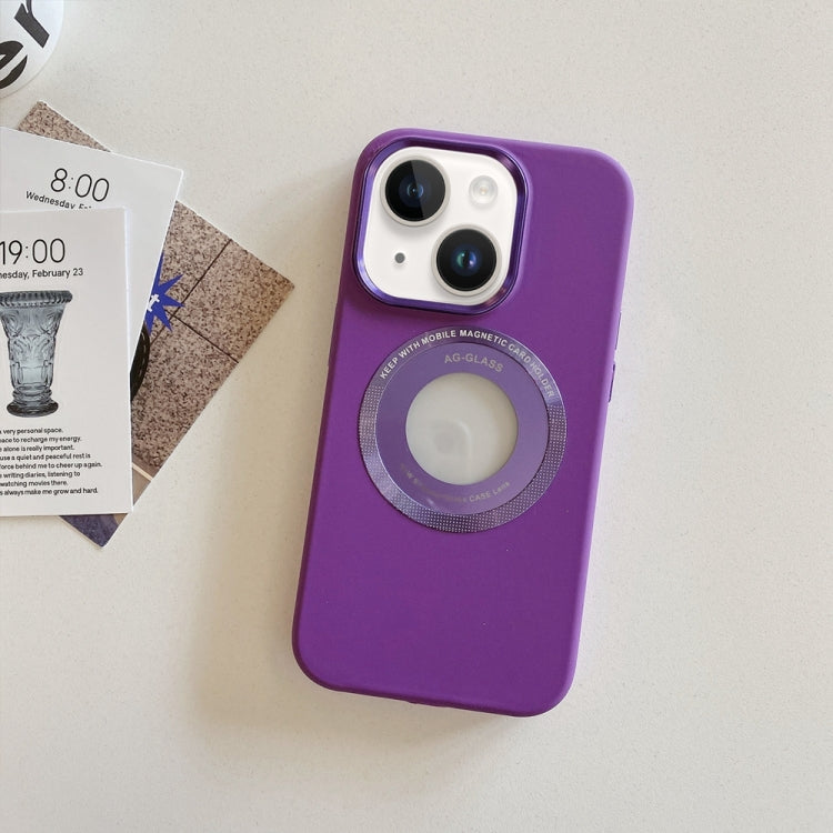 Para iPhone 15 Funda Magnética de Silicona con Marco de Metal (Púrpura) - MOVILSTORE