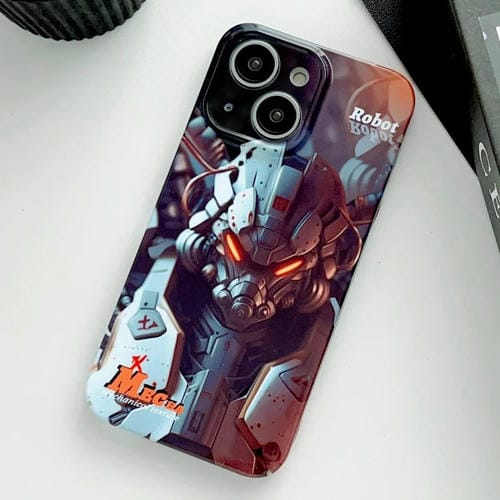 Para iPhone 15 Funda para Teléfono con Orificio Preciso para PC con Patrón Pintado (Robot Naranja) - MOVILSTORE