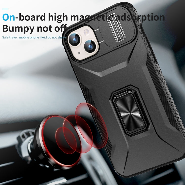 Para iPhone 15 Funda para Teléfono con Soporte Deslizante para Levas (Negro) - MOVILSTORE