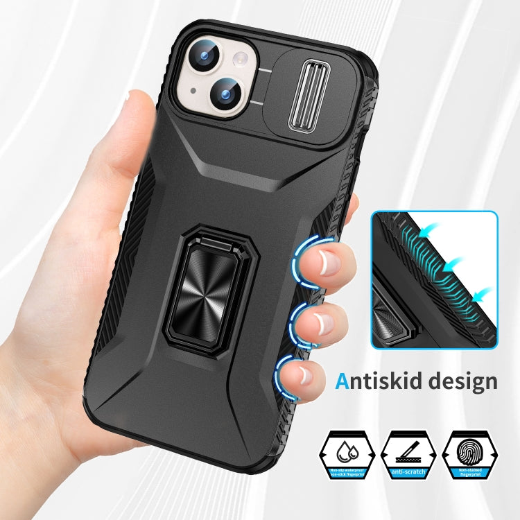 Para iPhone 15 Funda para Teléfono con Soporte Deslizante para Levas (Negro) - MOVILSTORE