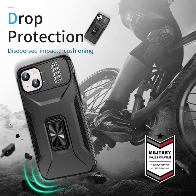 Para iPhone 15 Funda para Teléfono con Soporte Deslizante para Levas (Negro) - MOVILSTORE