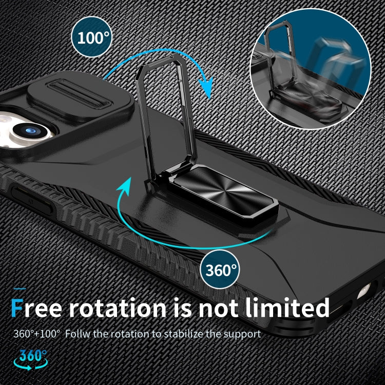 Para iPhone 15 Funda para Teléfono con Soporte Deslizante para Levas (Negro) - MOVILSTORE
