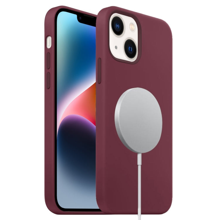 Para iPhone 15 Funda para Teléfono de Cobertura Total de Silicona Líquida Magsafe (Rojo Vino) - MOVILSTORE