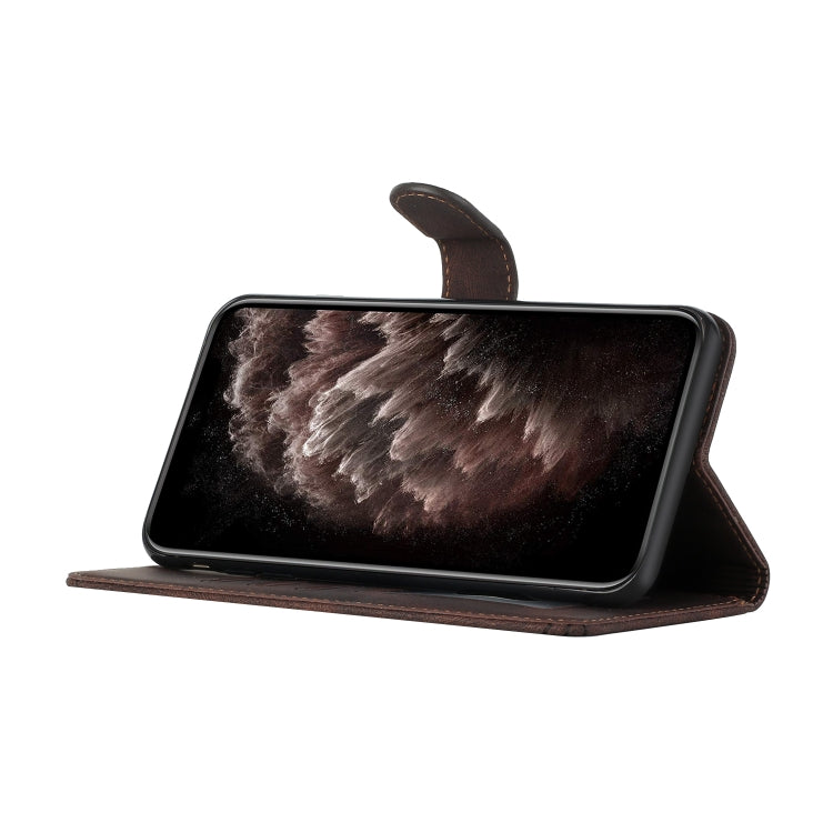 Para iPhone 15 Funda para Teléfono de Cuero con Tapa Cubic Skin Feel (Marrón) - MOVILSTORE
