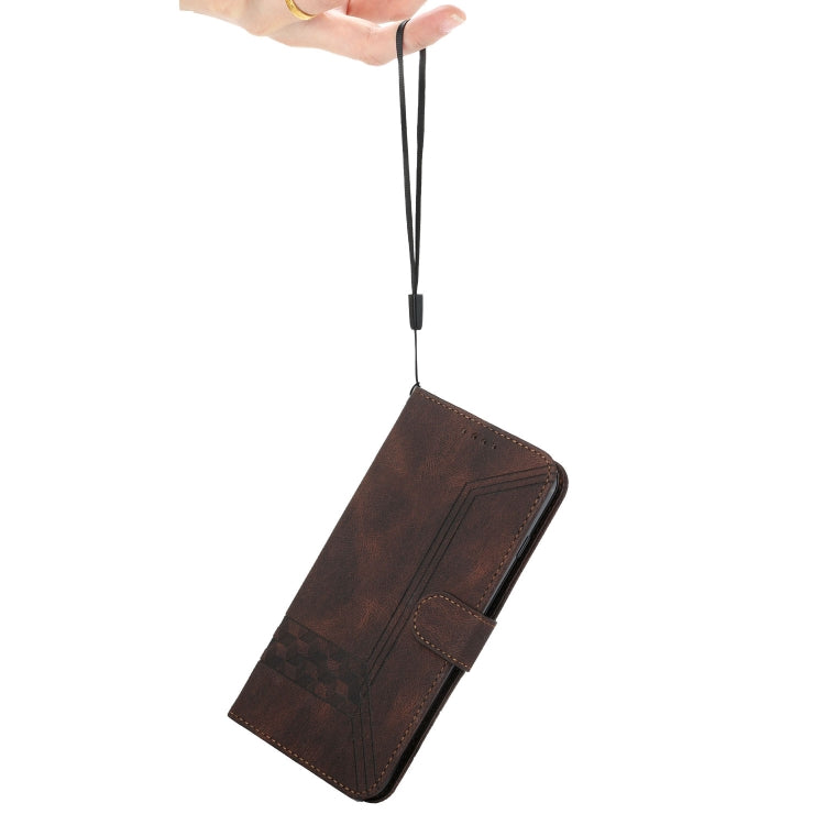 Para iPhone 15 Funda para Teléfono de Cuero con Tapa Cubic Skin Feel (Marrón) - MOVILSTORE
