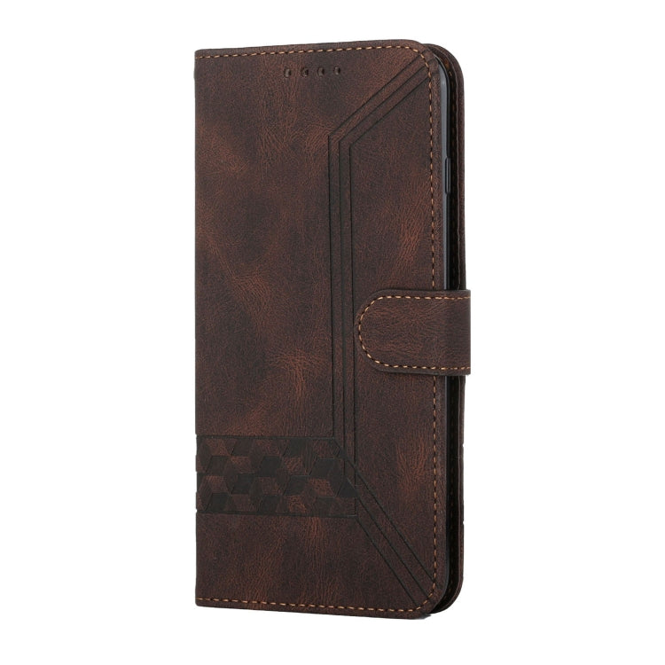Para iPhone 15 Funda para Teléfono de Cuero con Tapa Cubic Skin Feel (Marrón) - MOVILSTORE
