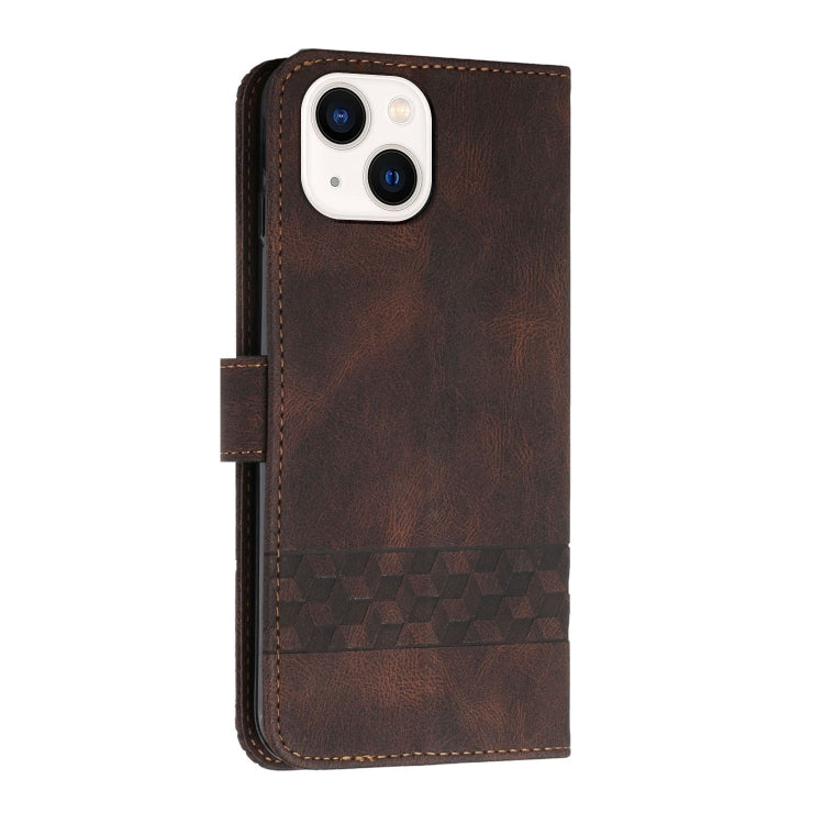Para iPhone 15 Funda para Teléfono de Cuero con Tapa Cubic Skin Feel (Marrón) - MOVILSTORE