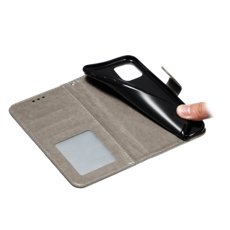 Para iPhone 15 Funda para Teléfono de Cuero con Tapa Horizontal con Patrón de Relieve de Mandala (Gris) - MOVILSTORE