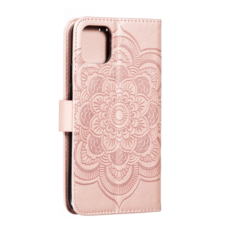 Para iPhone 15 Funda para Teléfono de Cuero con Tapa Horizontal con Patrón de Relieve de Mandala (Oro Rosa) - MOVILSTORE