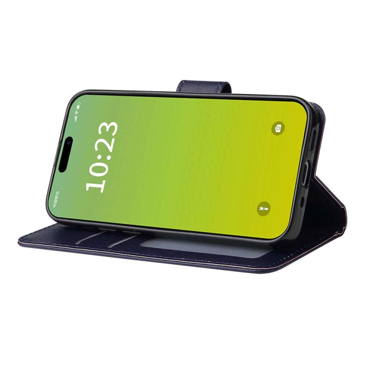 Para iPhone 15 Funda para Teléfono de Cuero con Tapa Horizontal Multifuncional con Tres Ranuras para Tarjetas (Azul) - MOVILSTORE
