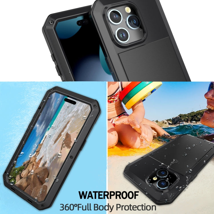 Para iPhone 15 Funda para Teléfono de Silicona y Metal a Prueba de Polvo, Resistente al Agua y a Prueba de Golpes (Negro) - MOVILSTORE