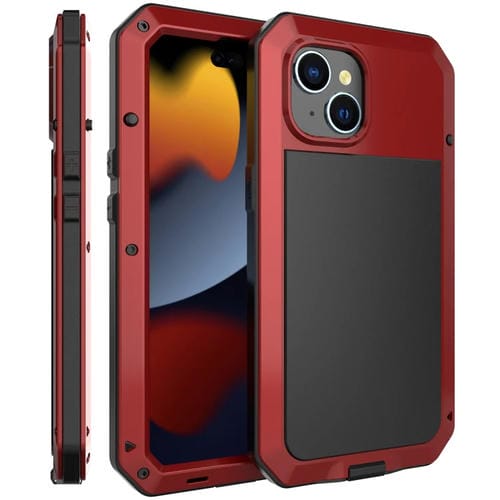Para iPhone 15 Funda para Teléfono de Silicona y Metal a Prueba de Polvo, Resistente al Agua y a Prueba de Golpes (Rojo) - MOVILSTORE