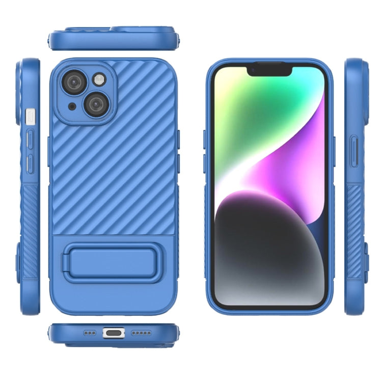 Para iPhone 15 Funda para Teléfono de TPU con Textura Ondulada y Película para Lentes (Azul) - MOVILSTORE