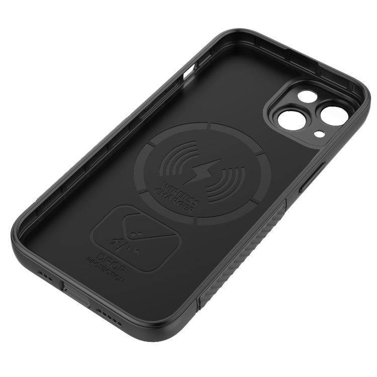 Para iPhone 15 Funda para Teléfono de TPU con Textura Ondulada y Película para Lentes (Rojo) - MOVILSTORE