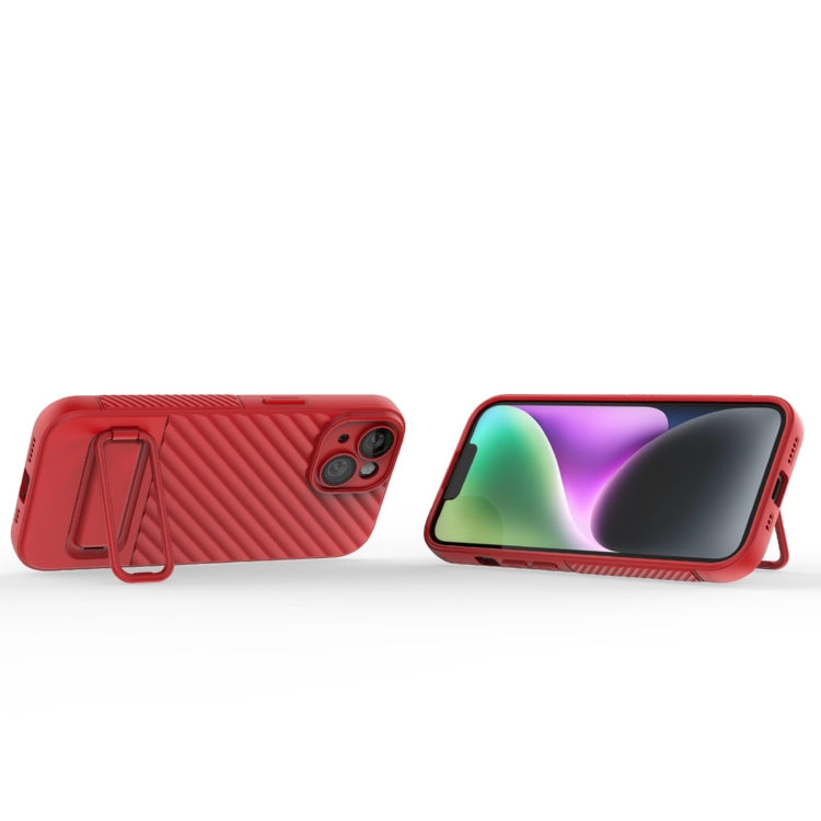 Para iPhone 15 Funda para Teléfono de TPU con Textura Ondulada y Película para Lentes (Rojo) - MOVILSTORE