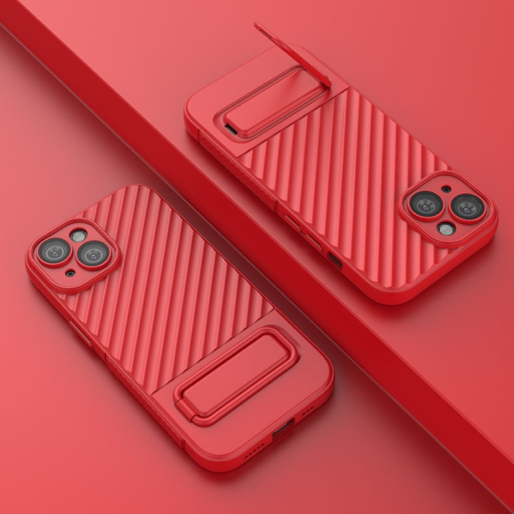 Para iPhone 15 Funda para Teléfono de TPU con Textura Ondulada y Película para Lentes (Rojo) - MOVILSTORE