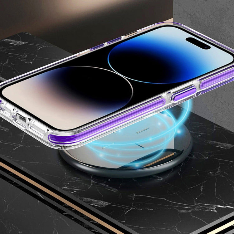Para iPhone 15 Funda para Teléfono Magsafe TPU Transparente Híbrida a Prueba de Golpes para PC (Púrpura) - MOVILSTORE