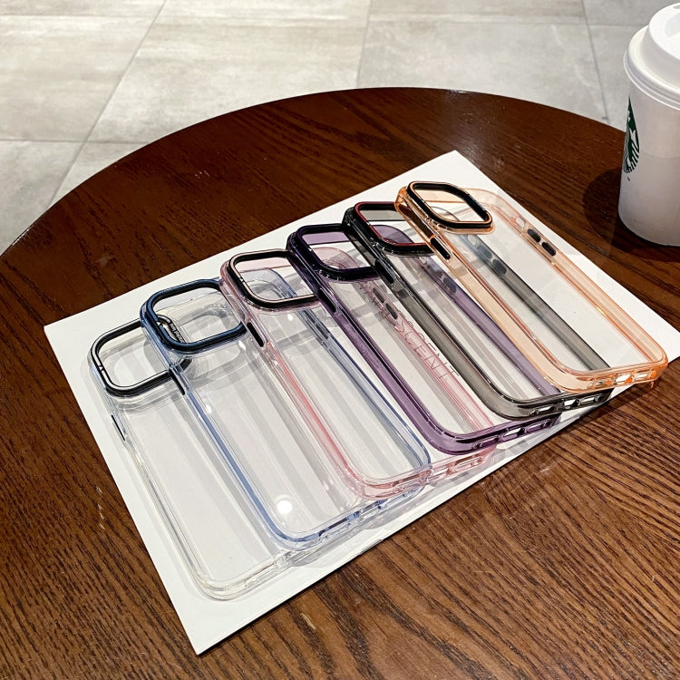 Para iPhone 15 Funda Transparente para Teléfono con Soporte para Cámara Invisible (Rosa) - MOVILSTORE