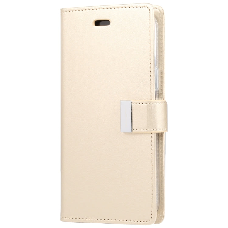 Para iPhone 15 Goospery Rich Diary Funda para Teléfono de Cuero con Textura Crazy Horse (Dorado) - MOVILSTORE
