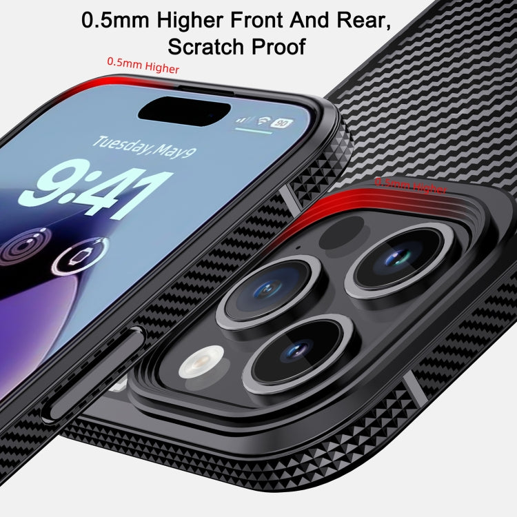 Para iPhone 15 Ipaky Mg Series Funda Protectora para Teléfono PC + TPU de Fibra de Carbono (Negro) - MOVILSTORE