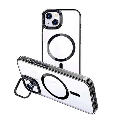 Para iPhone 15 Magsafe Funda para Teléfono Transparente con Soporte Invisible Magnético (Negro) - MOVILSTORE