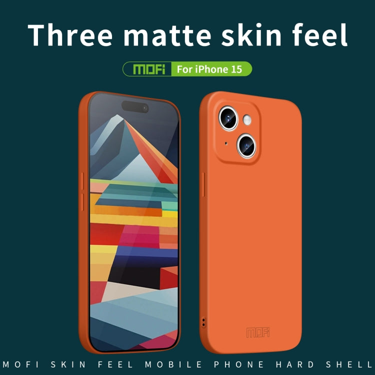 Para iPhone 15 Mofi Qin Series Skin Feel Funda de Silicona con Todo Incluido (Naranja) - MOVILSTORE