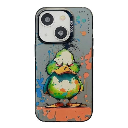 Para iPhone 15 Patrón de Animales Serie de Pintura al Óleo PC + Estuche para Teléfono TPU (Pato Ira) - MOVILSTORE