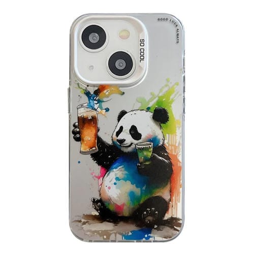 Para iPhone 15 Patrón de Animales Serie de Pintura al Óleo PC + Funda para Teléfono TPU (Panda) - MOVILSTORE