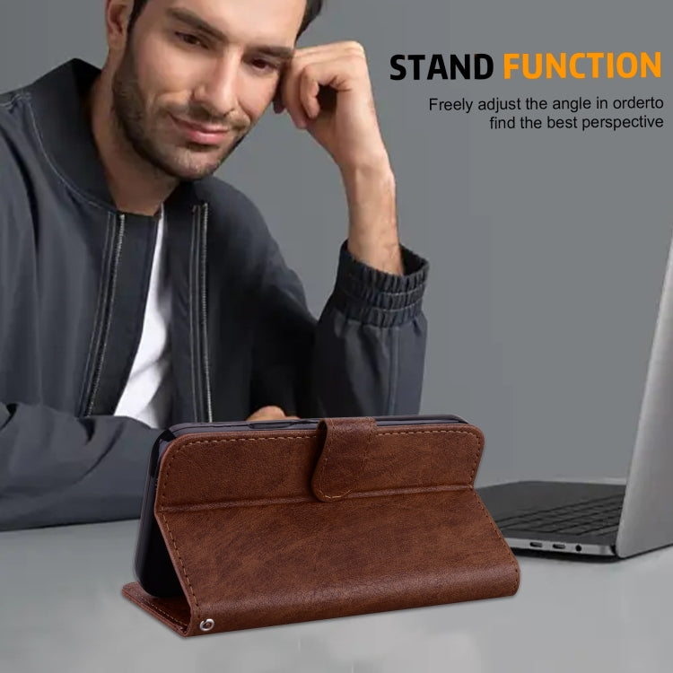 Para iPhone 15 Sensación de Piel Textura de Cuero Aceitoso Funda para Teléfono Pu + TPU (Marrón) - MOVILSTORE