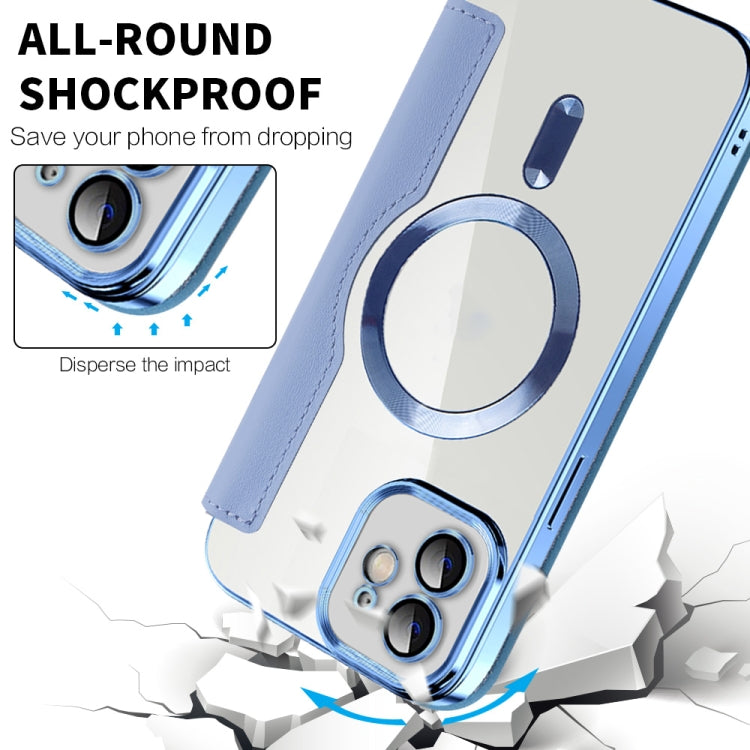Para iPhone 15 Shield Magsafe Rfid Funda Antirrobo para Teléfono de Cuero con Rombos (Azul Oscuro) - MOVILSTORE