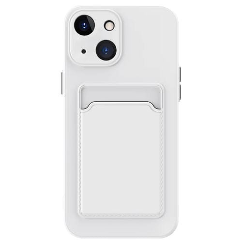 Para iPhone 15 Skin Feel Card Contraste Color Botón TPU Funda para Teléfono (Blanco) - MOVILSTORE