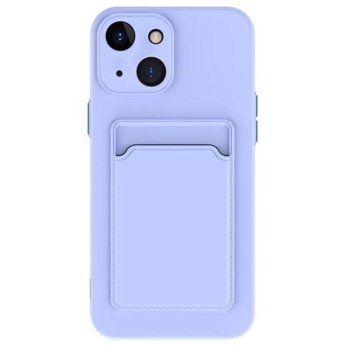 Para iPhone 15 Skin Feel Card Contraste Color Botón TPU Funda para Teléfono (Púrpura) - MOVILSTORE