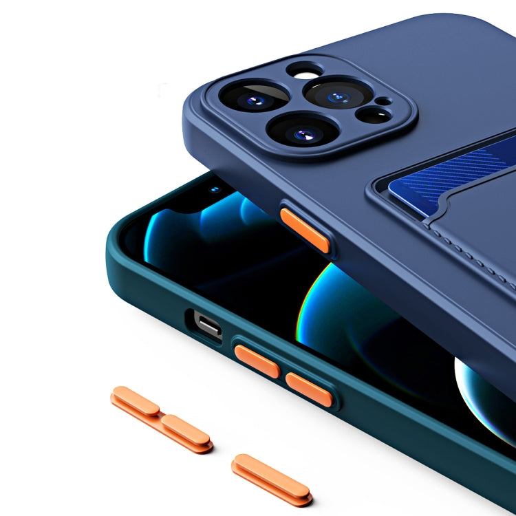 Para iPhone 15 Skin Feel Card Contraste Color Botón TPU Funda para Teléfono (Púrpura) - MOVILSTORE