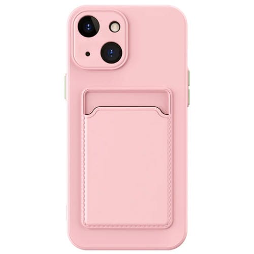 Para iPhone 15 Skin Feel Card Contraste Color Botón TPU Funda para Teléfono (Rosa) - MOVILSTORE
