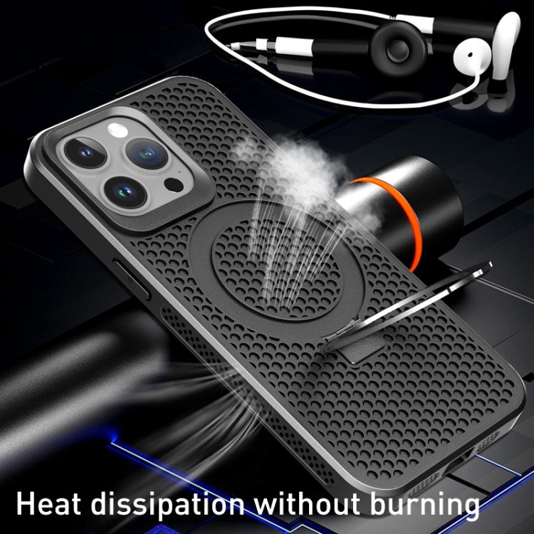 Para iPhone 15 Skin Feel PC + TPU Funda Magnética para Teléfono Magsafe con Enfriamiento y Soporte (Marrón) - MOVILSTORE
