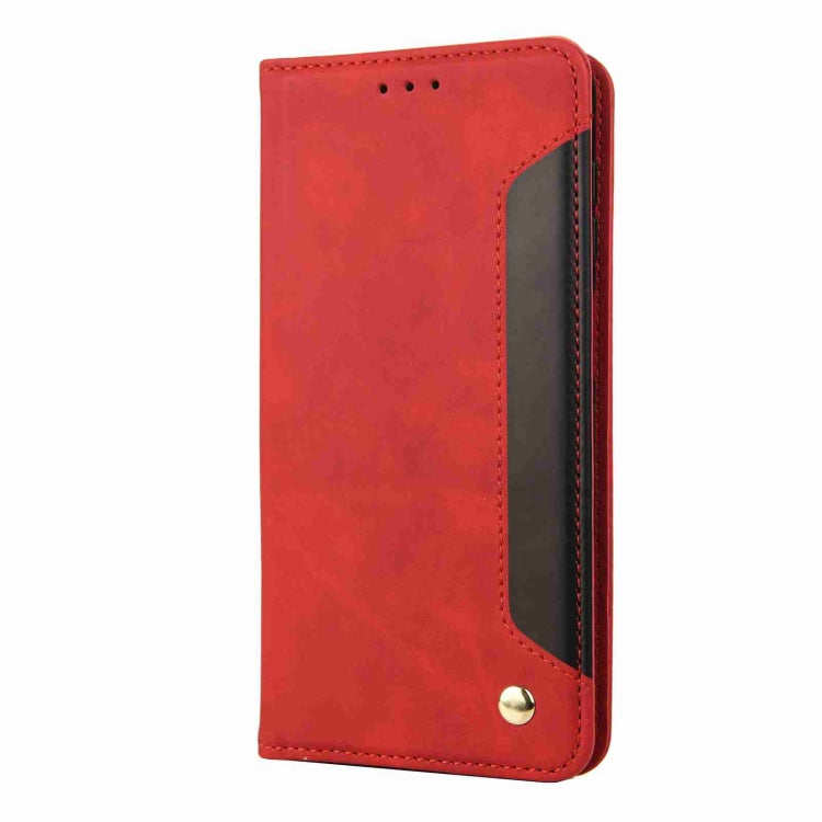 Para iPhone 15 Skin Feel Splicing Funda de Cuero para Teléfono (Rojo) - MOVILSTORE
