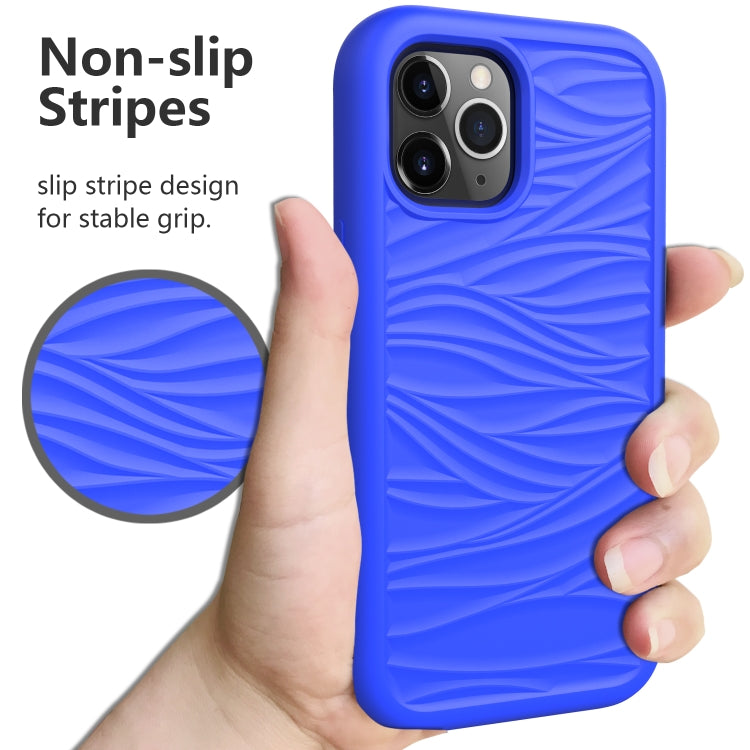 Para iPhone 15 Wave Pattern 3 En 1 Funda de Silicona + PC para Teléfono (Azul + Olivino) - MOVILSTORE